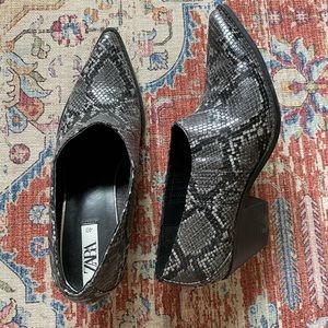 Zara snake skin ankle boots